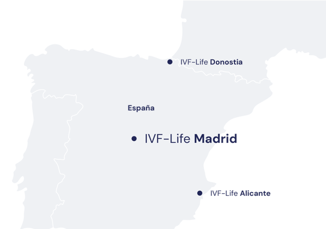 Mapa de IVF-Life con las tres clínicas